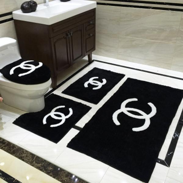  シャネルブランドマット トイレ浴室 トイレマット +U型トイレマット +長方形トイレマット+ 便座カバー+フタカバー　5セット浴室マット絨毯 chanel カーベット