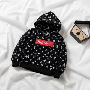 Supreme Lv 子供服 コピーブランドパーカー洋服 女の子用 長袖 スウェット 秋冬パーカー パロディ韓国 海外