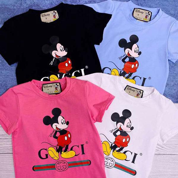 グッチ ミッキー キッズ半袖tシャツ ブランド レディス Gucci 子供服 Tシャツ 人気 メンズ 丸襟 カットソー