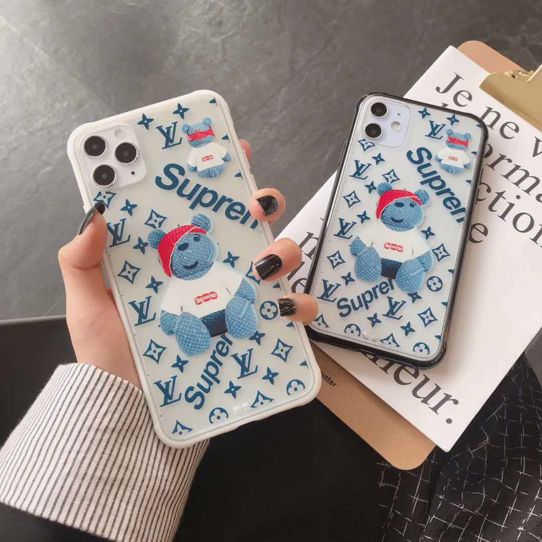 Supreme ルイヴィトン コラボ Iphone 11pro Max 11proクリアケース クマ柄 シュプリーム Iphone 11 Xsカバー かわいい 男女兼用