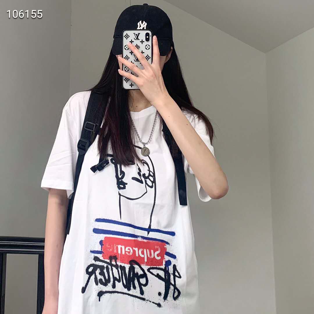 人気ブランド Supreme Tシャツ 落書き柄 男女兼用 シュプリーム ティシャツ ペアルック 激安 パロディー